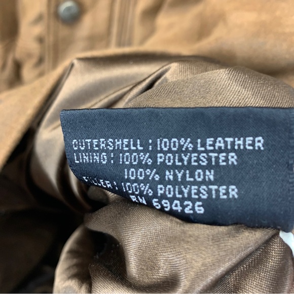 Georgetown Leather Design Mens Large Coat Full Zip Snap Brown Drawstring Pockets - Picture 7 of 13